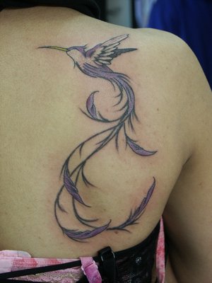 Long Tail Hummingbird Tattoo Design On Shoulder