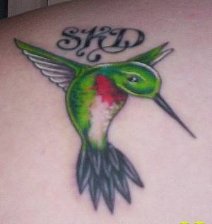 Cute Green Hummingbird Tattoo Design