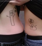 Funny Sketch Couples Tattoos On Hip