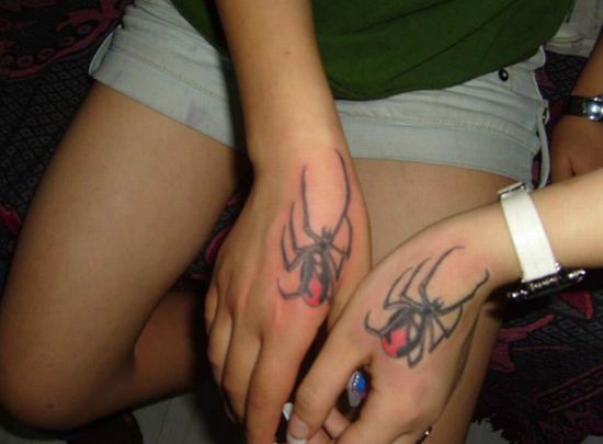 Spider Inspiration Matching Tattoos On Hand