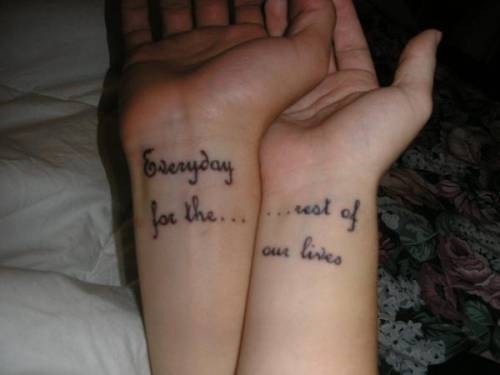 Quote Matching Tattoo For Couple On Wrist