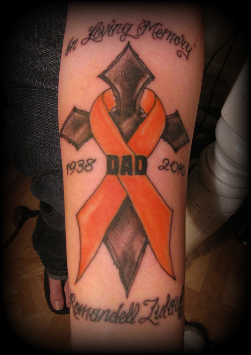 Good Looking In Loving Memory Dad Tattoo Design on Forearm