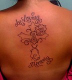 In Loving Memory Cross Girls Tattoo Design on Back