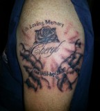 Amazing In Loving Memory Tattoo Design on Arm