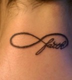 Infinity Sign and Scripture Themed Tattoo Design on Girls Neck