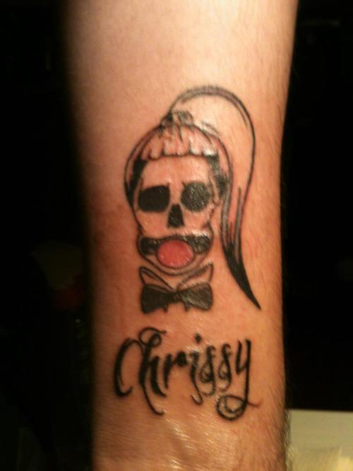 Funny Skull Tattoo Design on Inner Arm