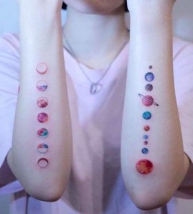 Planets watercolor tattoo