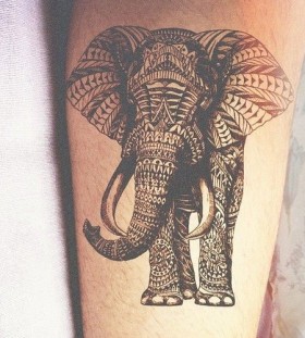 intricate elephant tribal tattoo