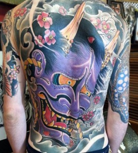 japanese devil full back tattoos for men