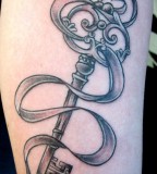 Elegant Lock And Key with Ribbon Tattoo for Men