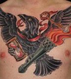 Wonderful Crow with Gold Key Tattoos for Men