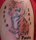 Tiger and Kids Name Tattoo Design Pic