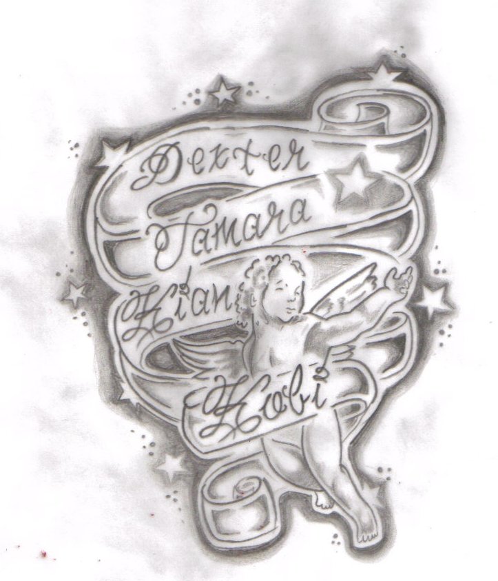 Kids Name Tattoo Design Sketch By Tattooed Honey on Deviantart
