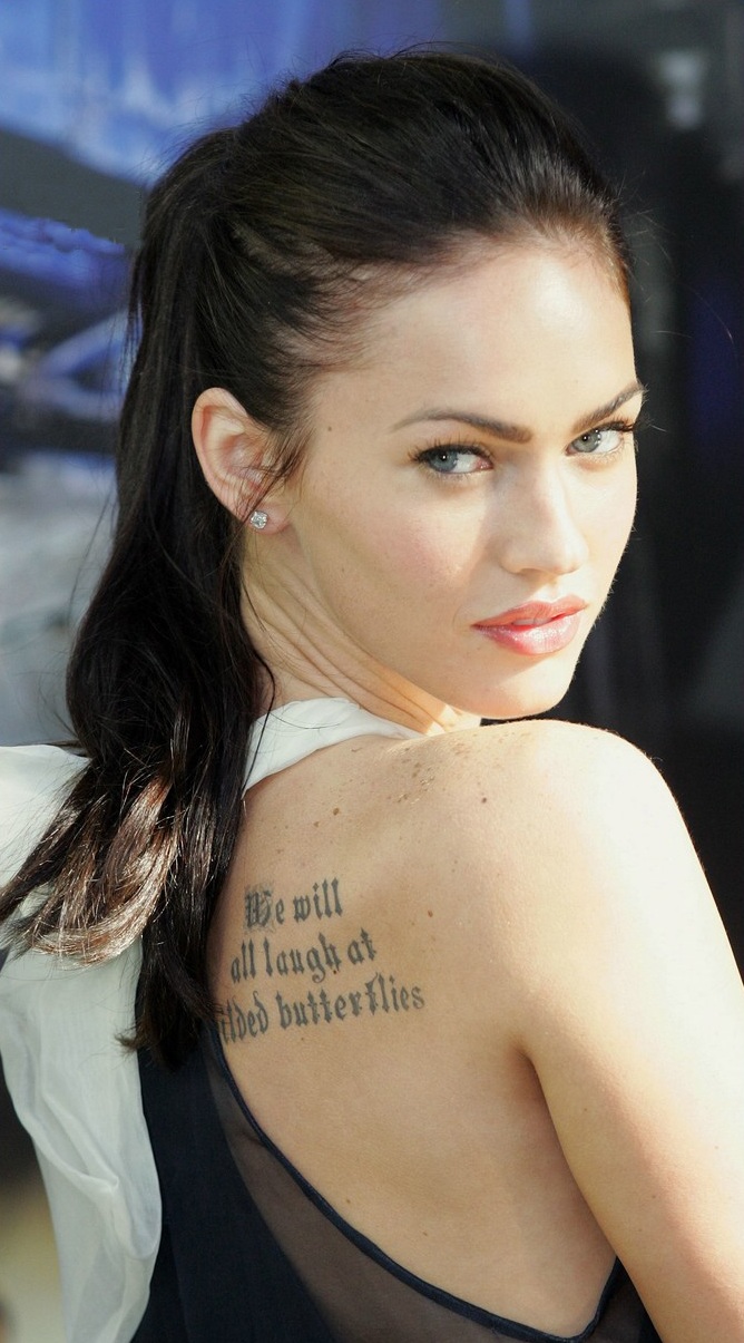 Sexy Megan Fox with Back Tattoos