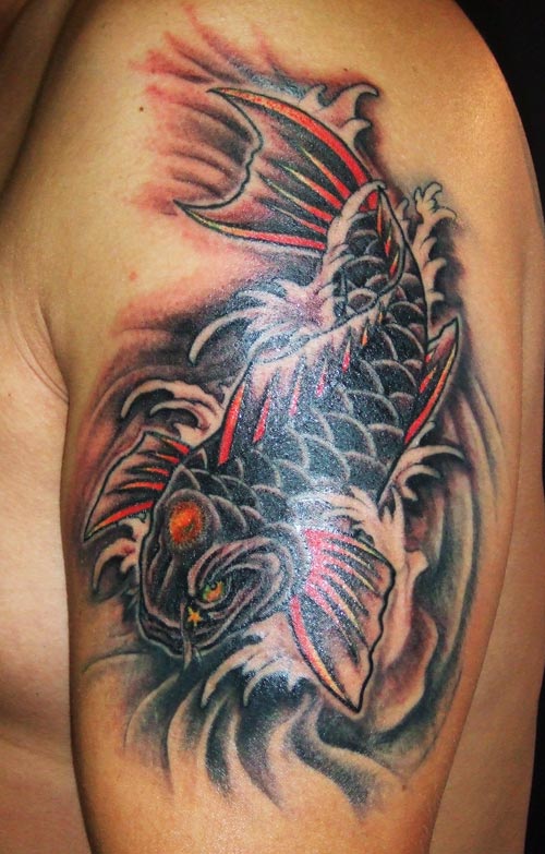 Koi Fish Amp Shark Tattoo Design