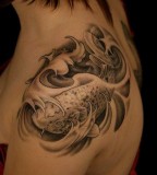 Koi Fish Tattoo Black and Grey