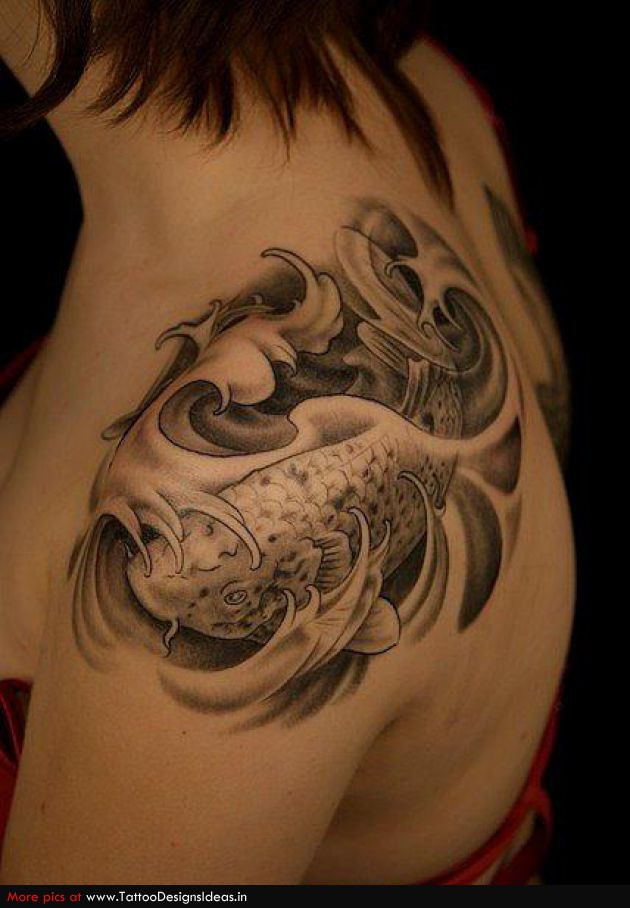 Koi Fish Tattoo Black and Grey