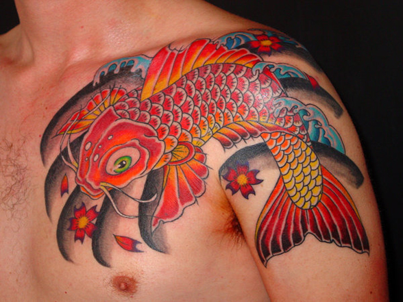 Japanese Fish Koi Tattoos for Shoulder