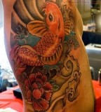 Cool Koi Fish Tattoos Designs On Rib