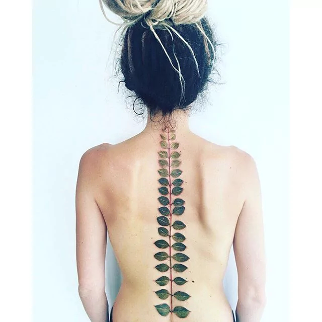 leaf print tattoos for women