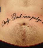 Italic Tattoos Lettering On 	Belly