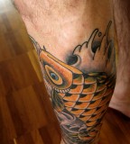 Custom Koi Tattoo On Leg