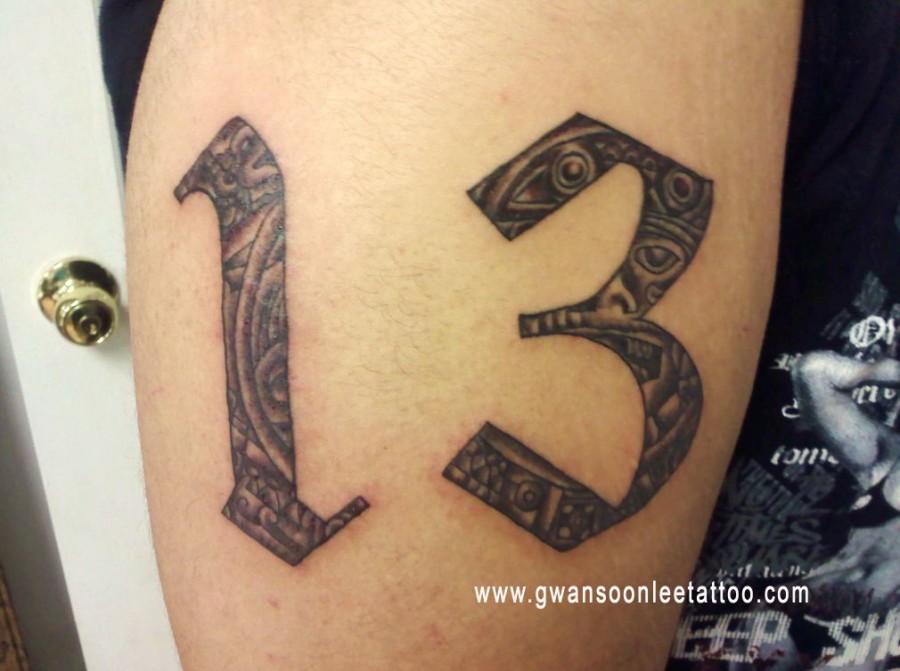 Simple Number Tattoo Lettering