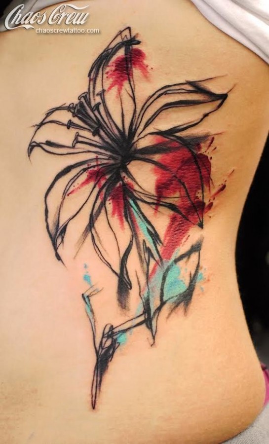 lily watercolor tattoo