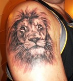Lion Head Tattoo Design on Half Sleeve