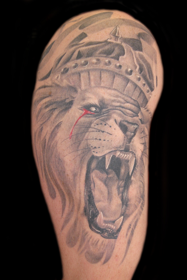 Modern Roaring Lion Tattoo