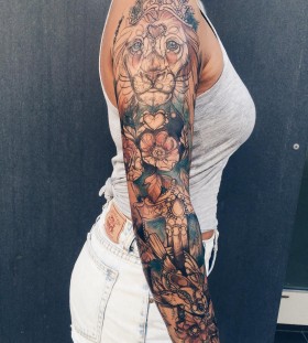 lion-sleeve-tattoo-by-pliszkamagdalena