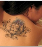 Swirly Flowers and Lions Tattoo Design for Women