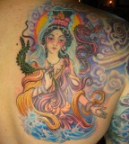 Chinese Goddess and Mythical Dragon Tattoos Design Ideas
