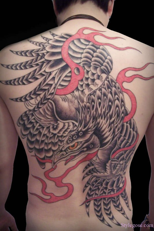 Amazing Fiery Eagle Back Tattoo – Eagle Bird Tattoos