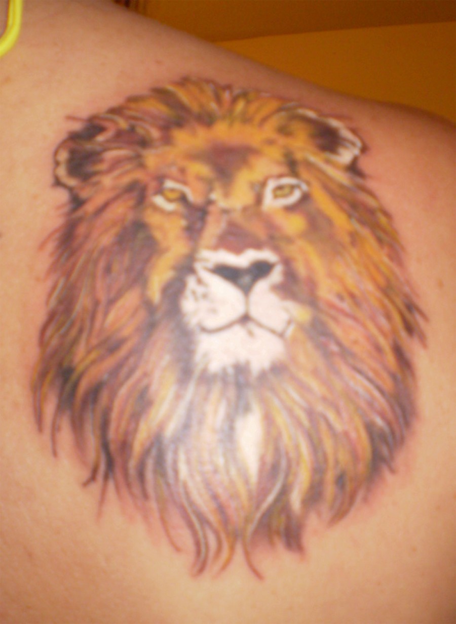 Amazing Lion Head Tattoo on Right Shoulder – Animal Tattoos