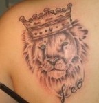 Leo / Lion King with Crown Tattoo Designs - Zodiac Tattoos