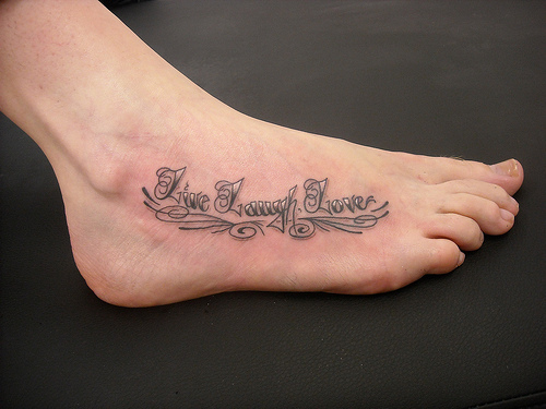 Live Love Laugh Tattoo On Right Instep