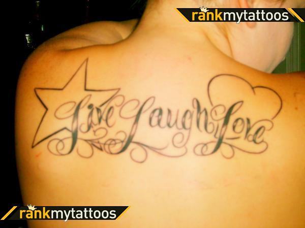 Live Laugh love Upper Back Tattoo