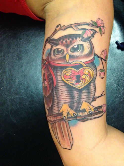 Owl Lock and Key Tattoo