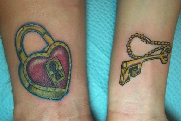 Heart Lock And Key Tattoos For Couples