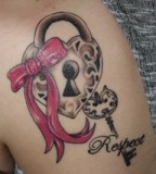 Lock and Key with Pink Ribbon Tattoo Design