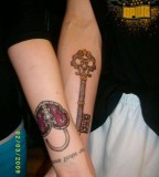Beautiful Lock And Key Forearm Tattoo for Couples