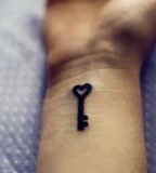 Love Head Key Wrist Tattoo
