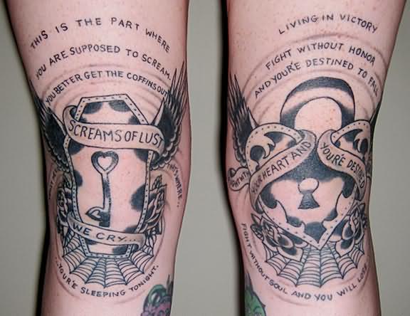 Cool Lock and Key Couples Tattoo On Forearm