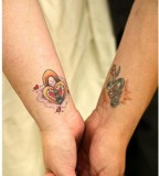 Lock and Key Couple Tattoo on Wrist