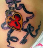 Ribboned Lock and Key Tattoo