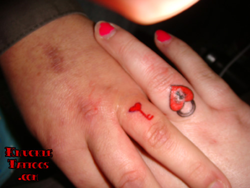 Lock and Key Finger Couples Tattoo