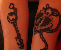 Couples Lock and Key Arm Tattoo