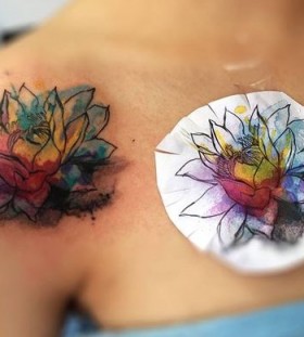 lotus watercolor tattoo