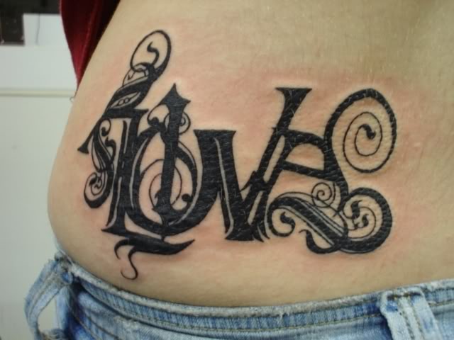 Love Tattoo Ideas on Abdomen